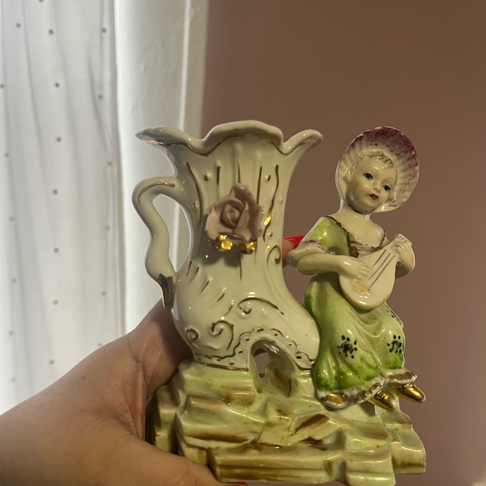 Vintage Ceramic Figurine with Vase